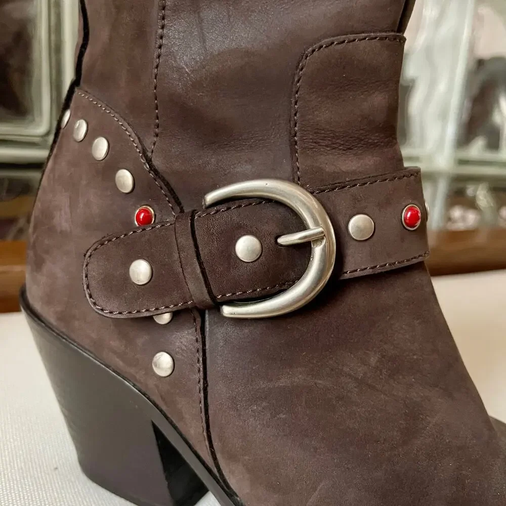 Donald J Pliner Western Couture Collection Noel Brown Boots 6.5 - Picture 5 of 10